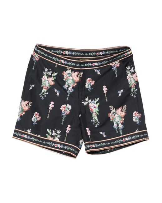 Camilla Black Floral-Print Tassel Swim Shorts for men