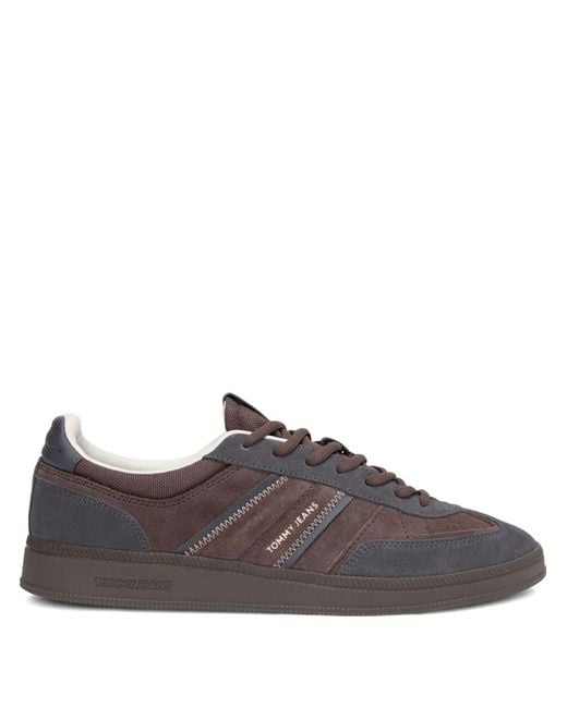 Tommy Hilfiger Brown Suede Panelled Sneakers for men