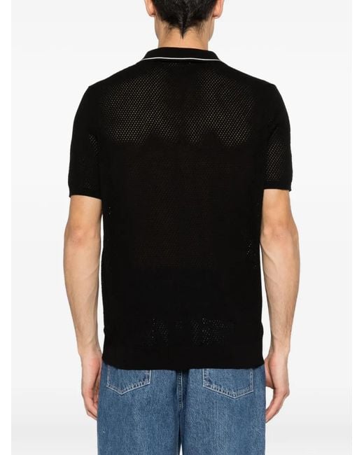 Amaranto Black Perforated Polo Shirt for men