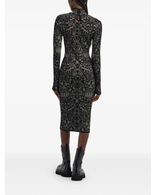 Abito Midi Con Logo A Intarsio di Roberto Cavalli in Black