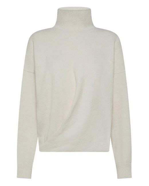 Seventy White Turtleneck Twist-Front Sweater