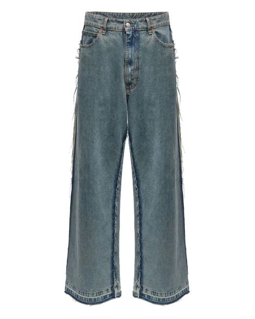 MM6 by Maison Margiela Blue Relaxed Fit Distressed Wide-Leg Jeans for men
