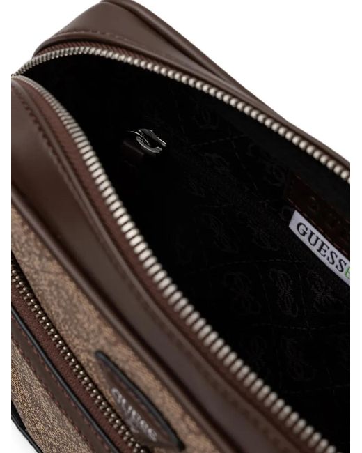Guess Brown Sacoche À Imprimé Monogrammé Et Plaque Logo for men