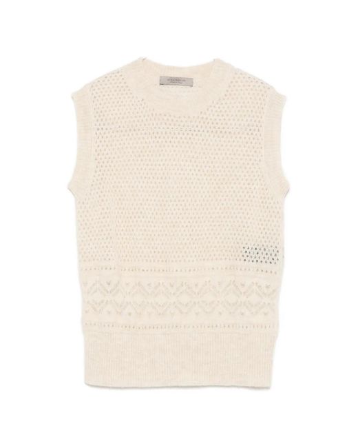 D.exterior White Open-Knit Sleeveless Sweater