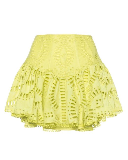 Minifalda Favik con bordado inglés Charo Ruiz de color Yellow