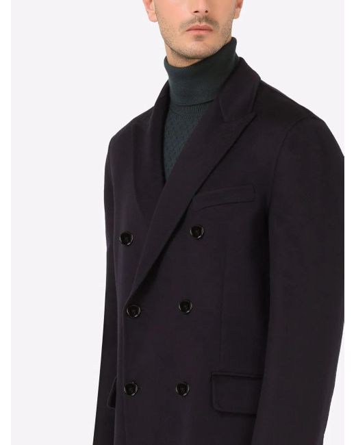 Dolce & Gabbana Black Double-Breasted Cashmere Coat for men