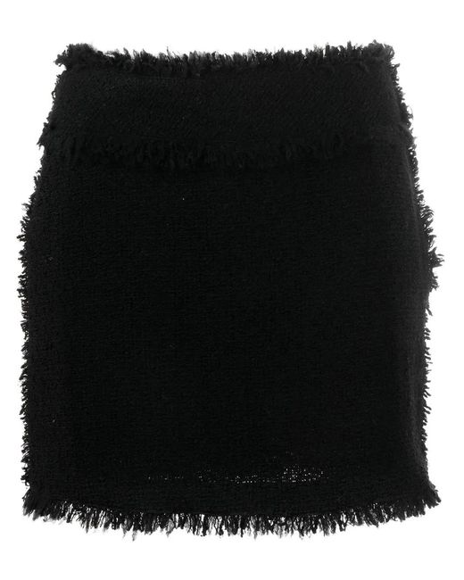 Alberta Ferretti Black Tweed-Design Mini Skirt