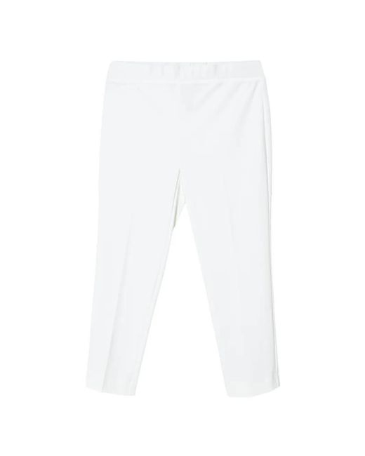 Joseph Ribkoff White Pressed-Crease Rear-Slit Trousers