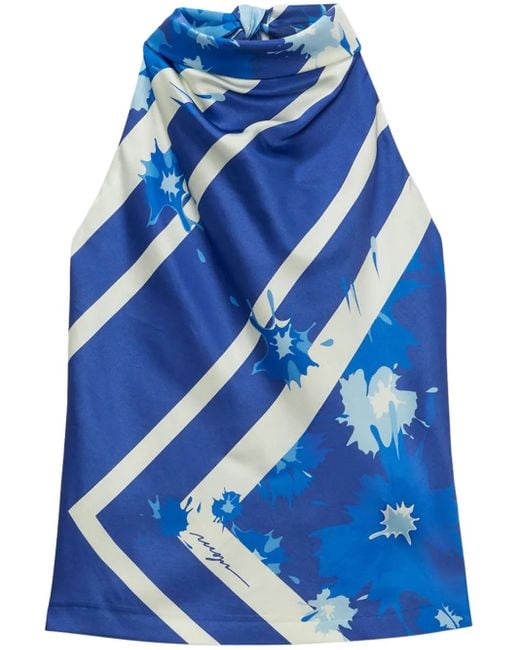 MSGM Top Met Print in het Blue