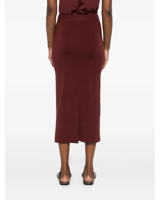 Dorothee Schumacher Red Elastic-Waistband Midi Skirt