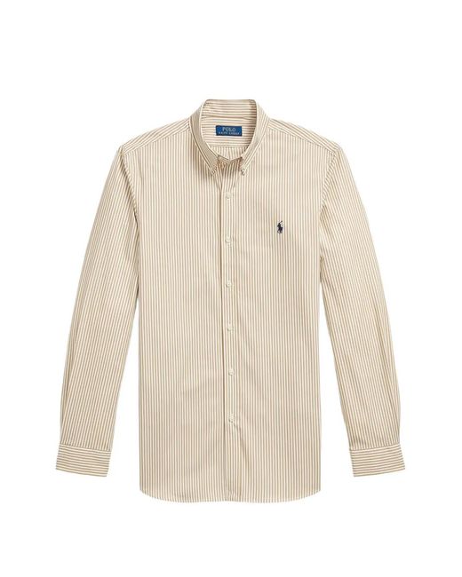 Polo Ralph Lauren White Slim Fit Striped Stretch Poplin Shirt for men