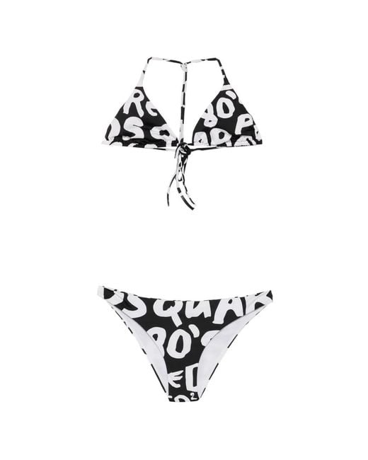DSquared² White Logo-Print Bikini