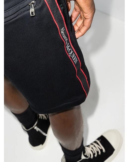 McQueen Black Logo Tape Track Pants for men