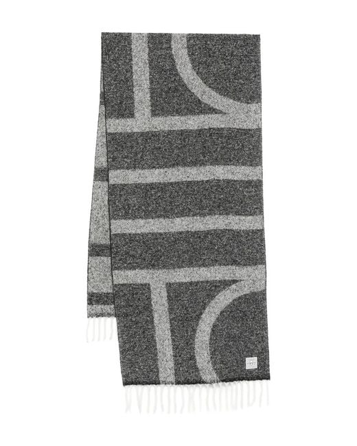 Totême  Gray Monogram Jacquard Scarf