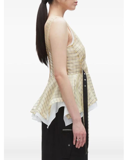 3.1 Phillip Lim White Kariertes Oberteil mit Schößchen