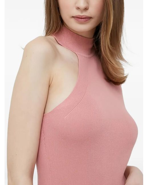 DKNY Blue Ribbed One-Shoulder Top
