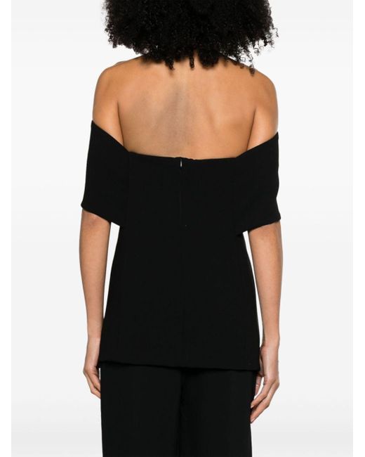 Cotton and wool-blend strapless top in black - Toteme