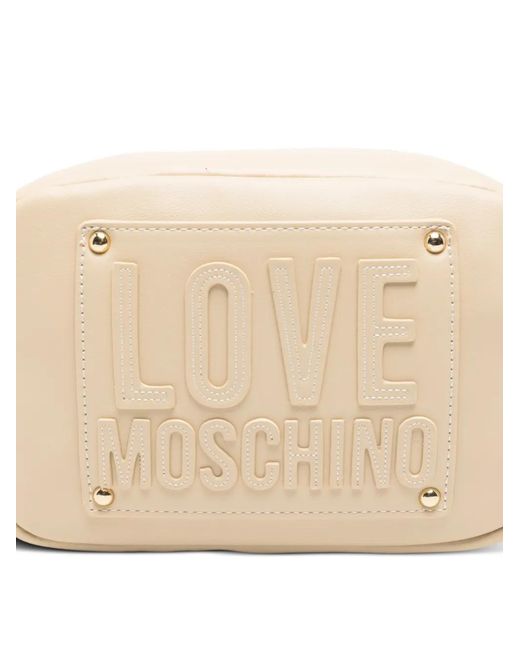 Love Moschino Natural Embossed-Logo Cross-Body Bag