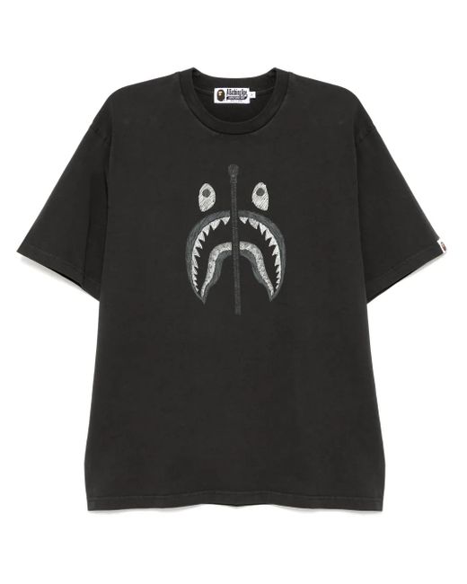 A Bathing Ape Black Logo-Print T-Shirt for men