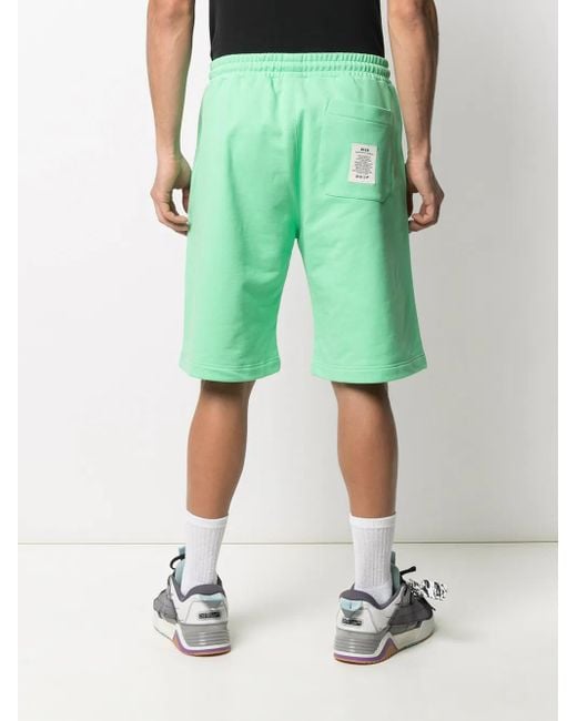 MSGM Green Logo-Print Shorts for men