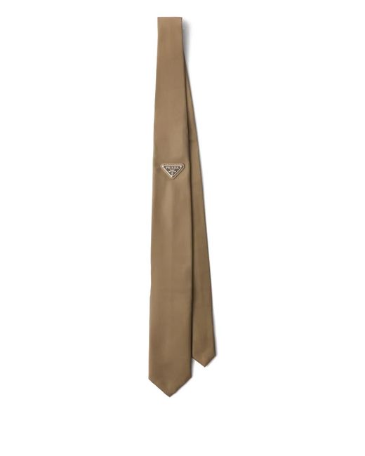 Prada White Enameled Triangle-Logo Tie for men