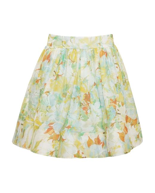 Cara Cara White Alba Floral-Print Pleated Mini Skirt