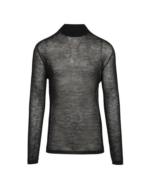 Rick Owens Black Ribbed-Knit Cashmere Sweater for men