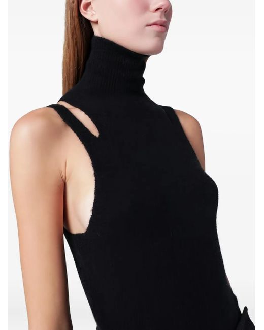 Roberto Collina Black Cut-Out Turtleneck Top