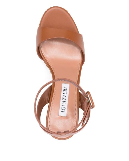 Aquazzura Brown 110Mm Sunseeker Wedge Sandals