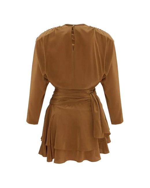 Occleus Brown Janis Draped Mini Dress