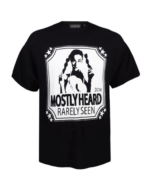 Mostly Heard Rarely Seen Black Graphic-Print Cotton T-Shirt for men