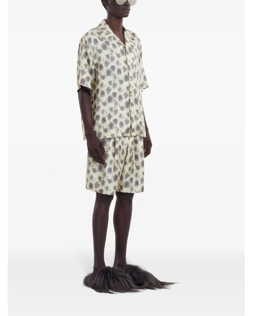 Marni Natural Printed Silk Bermuda Shorts for men