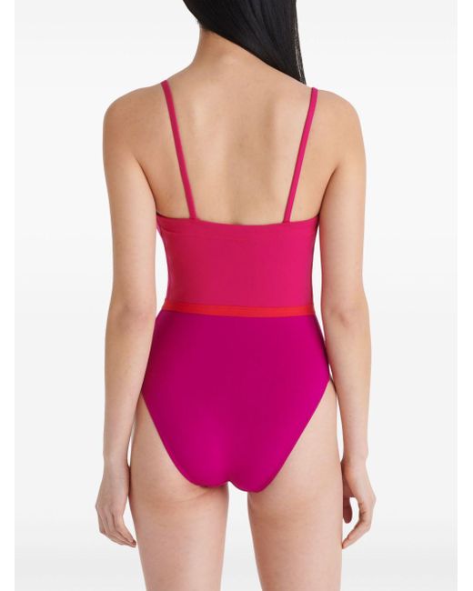 Eres Pink Ara Colour-block Swimsuit