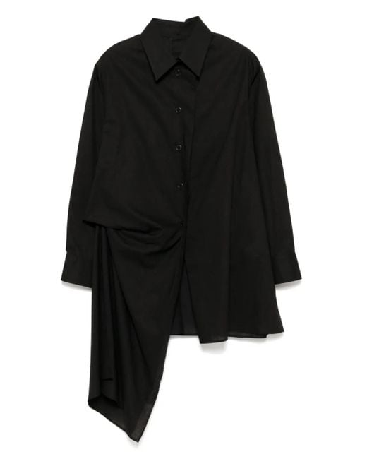 Yohji Yamamoto Black Cotton Asymmetric Shirt