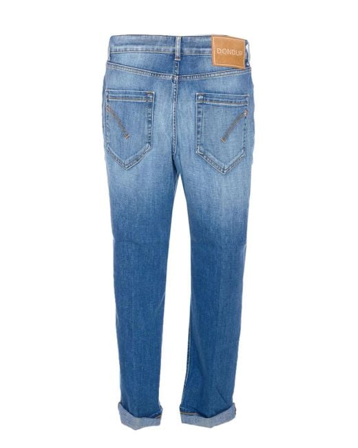 Dondup Blue Button-Fly Patch-Pocket Jeans