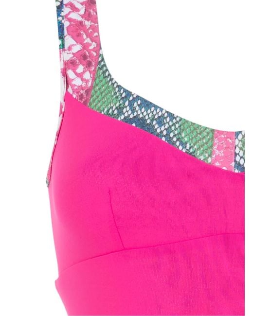 Amir Slama Pink Snakeskin Print Swimsuit