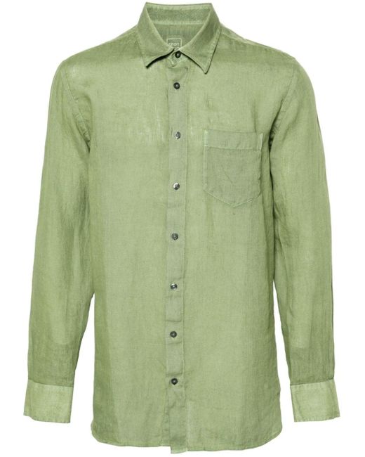 120% Lino Green Longsleeve Linen Shirt for men