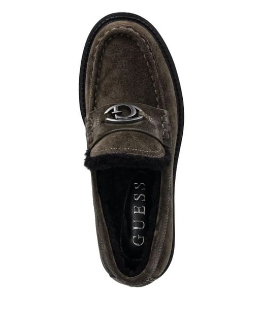Guess Black 45Mm Logo-Plaque Loafers