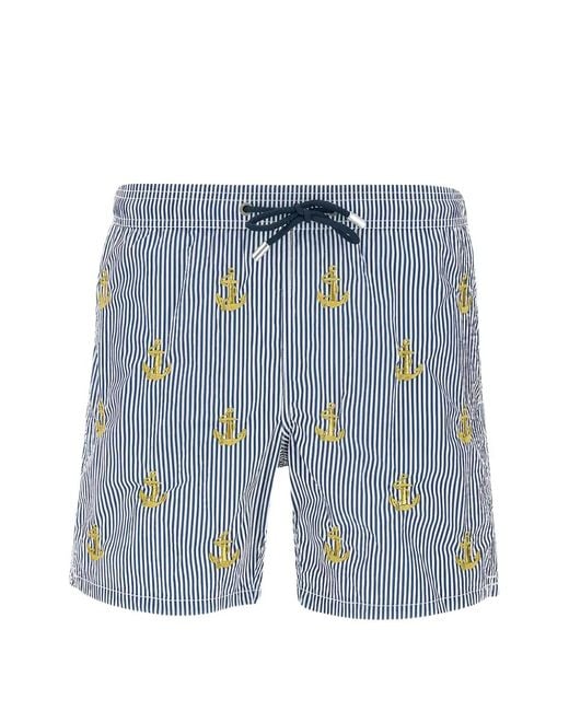 Mc2 Saint Barth Blue Short De Bain Gustavia À Broderies for men