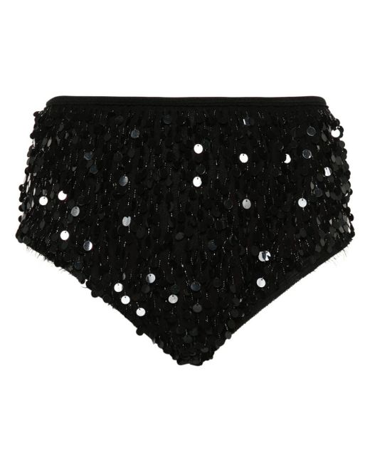 Maison Margiela Black Embellished Silk Mini Shorts