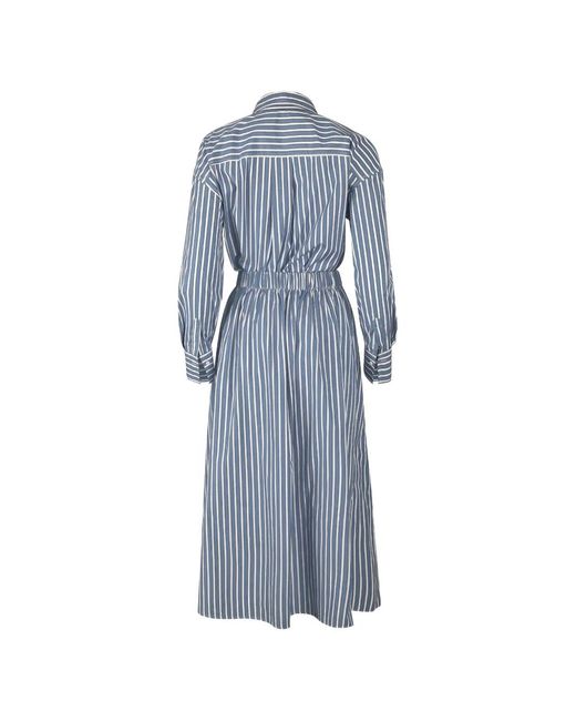 Brunello Cucinelli Blue Striped Dress