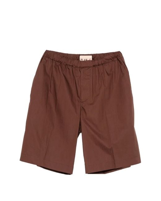 Plan C Purple Pleated Elasticated-Waist Shorts for men