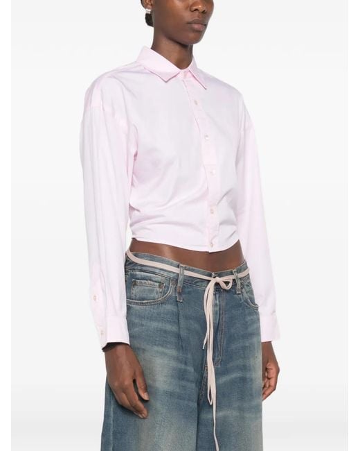 R13 Pink Split-Hem Buttoned Shirt
