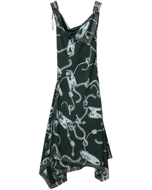 Vestido con estampado Knight Hardware Burberry de color Green