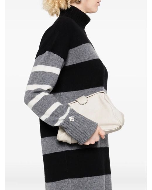 SOMMET White Flap-Closure Satchel Bag