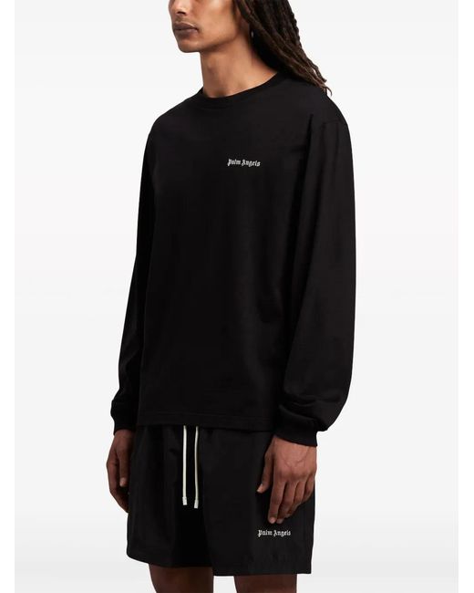Palm Angels Black Logo-Print Sweatshirt for men