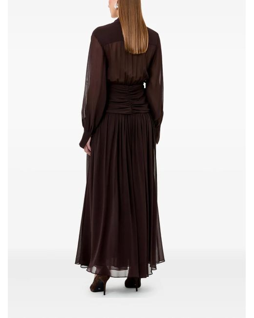Nicholas Purple Jocelyn V-Neck Gathered Maxi Dress
