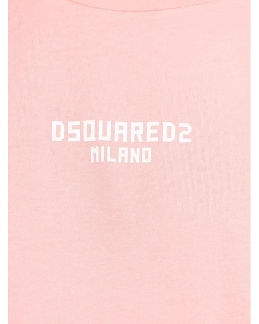 DSquared² Tops ,Roze ,Katoen T-Shirt Met Gedrukt Logo in het Pink