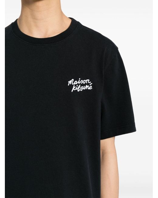 T-shirt en coton à logo Handwriting Maison Kitsuné pour homme en coloris Black