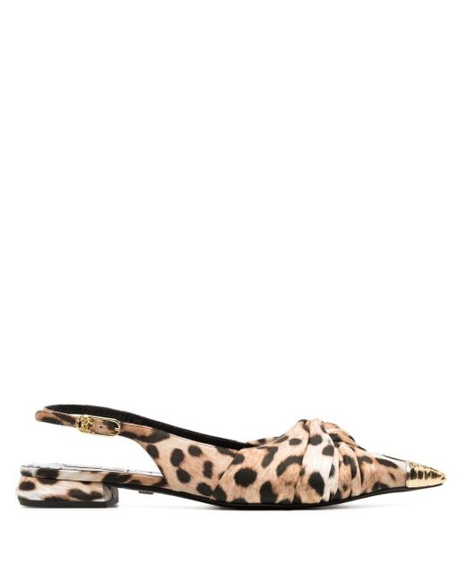 Roberto Cavalli Multicolor Slingback-Ballerinas mit Leoparden-Print